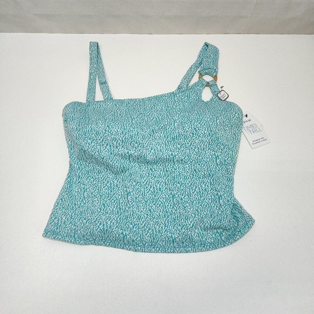 Time And Tru One-Shoulder Cutout Tankini Top Swimsuit Women's Size 1X (16W-18W)